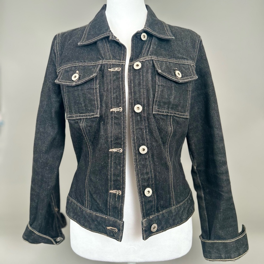 Vintage Authentic Guess Dark Black Denim Jacket Gently Worn 2-3x Women’s Medium